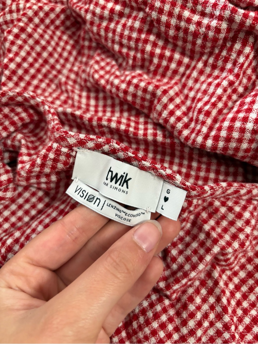 TWIK Red Gingham Matching Set with Tie-Front Top and Elastic Waist - Picture 5 of 6